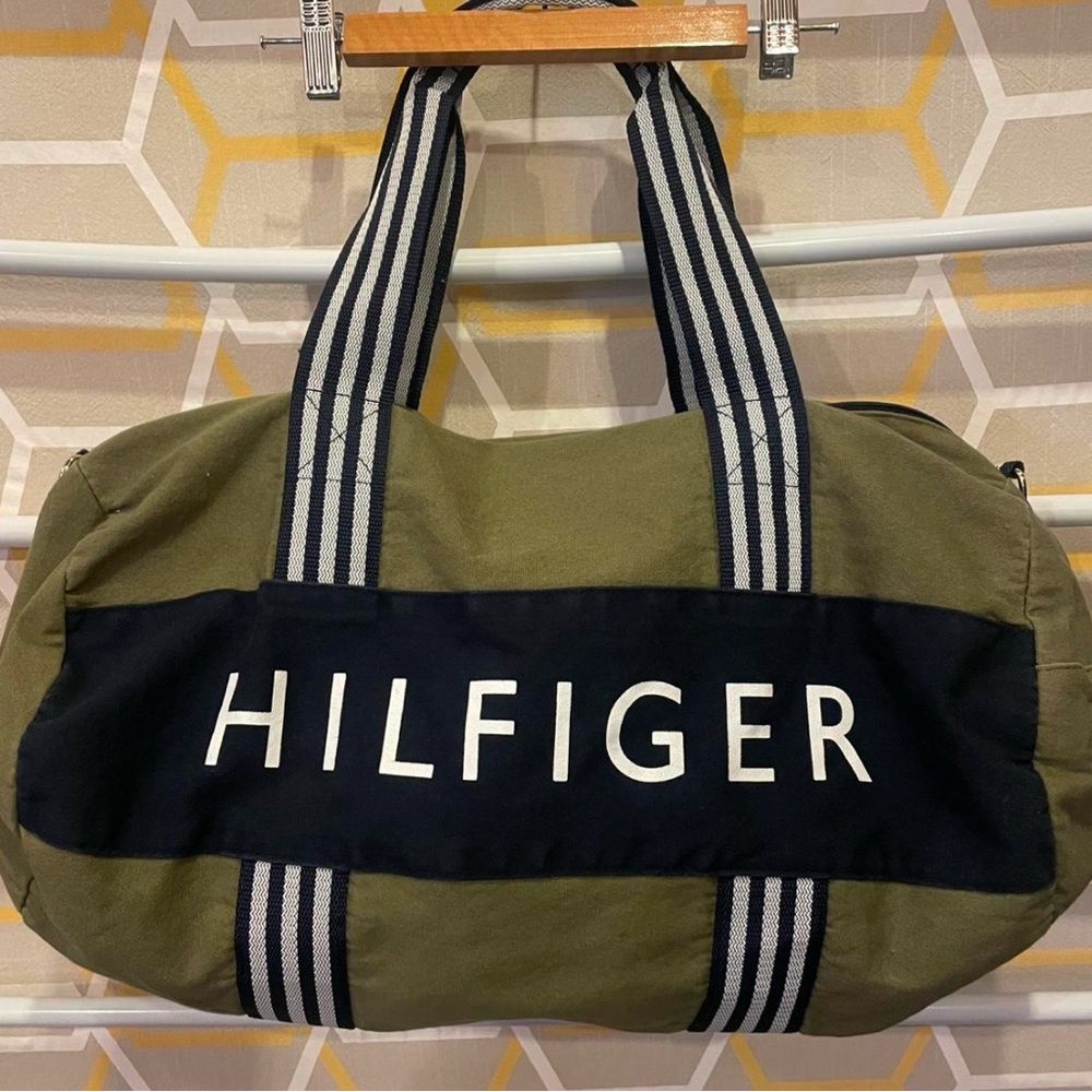 Tommy Hilfiger Green and Black Duffel Bag